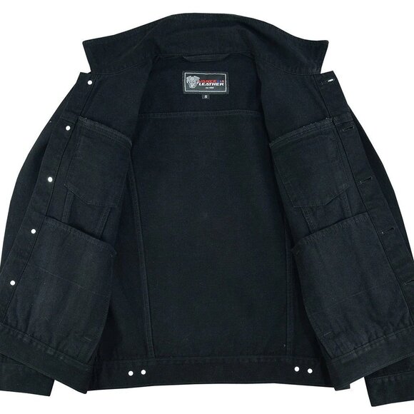 Men's Black ''Heavy Duty'' Denim Jacket Buttoned Front Full Sleeve - Picture 4 of 6